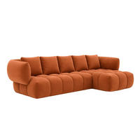 ECKSOFA L-Form, Veloursstoff Bluvel, Zimtfarbe, Rechts, SEVIO L - Orange, Holz (242/175cm) - Kaiser Möbel