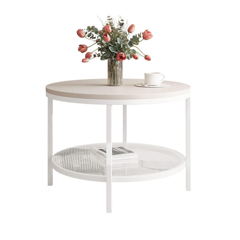 COUCHTISCH CANDY 60/42 cm runden, Weiß / Kaschmir - Kaschmir/Weiß, Metall (60/60/42cm) - Idohome