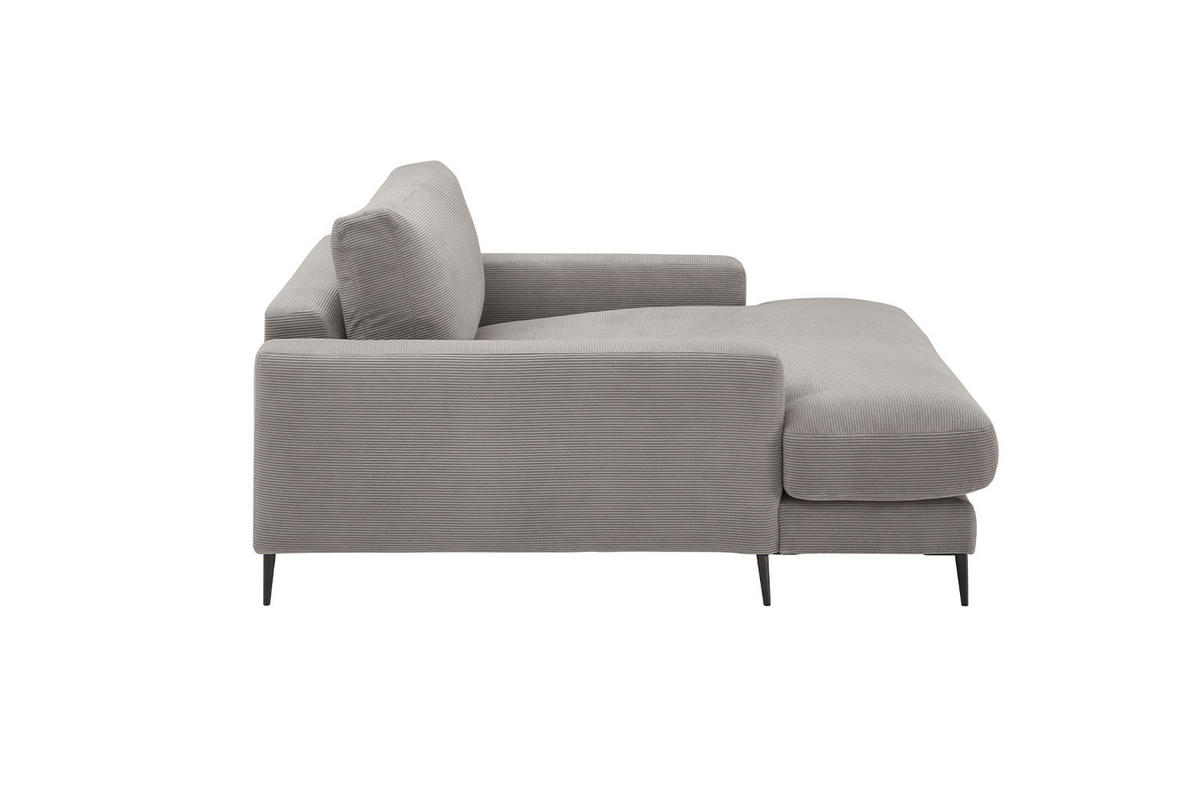 LONGSEAT CARA Grau Cord - Schwarz/Grau, Textil/Metall (132/84/170cm) - KAWOLA