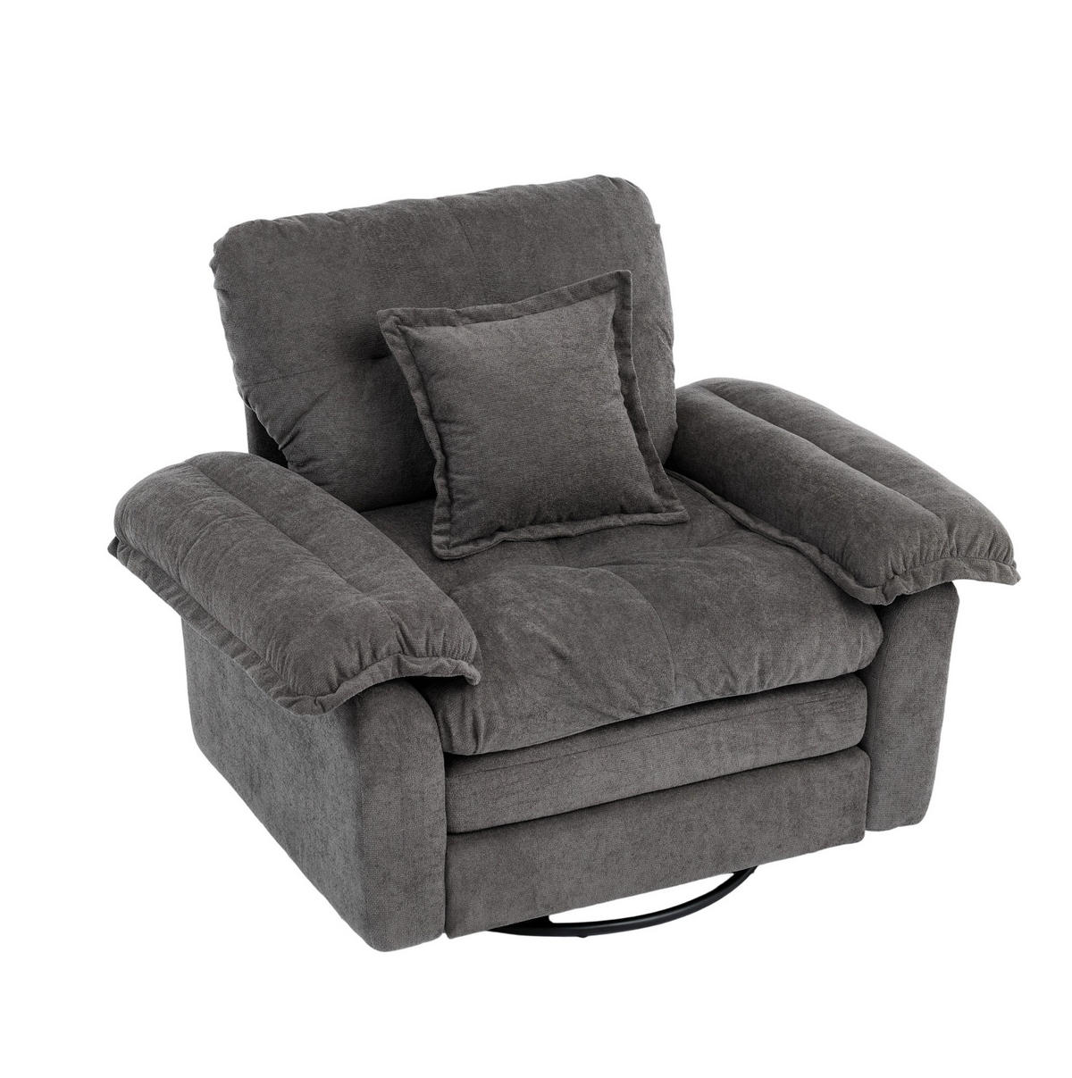 SESSEL in Grau mit 360°-Drehfunktion und Chenillebezug,84/116/96 cm - Grau, Textil (84/96/116cm) - Flora Grace