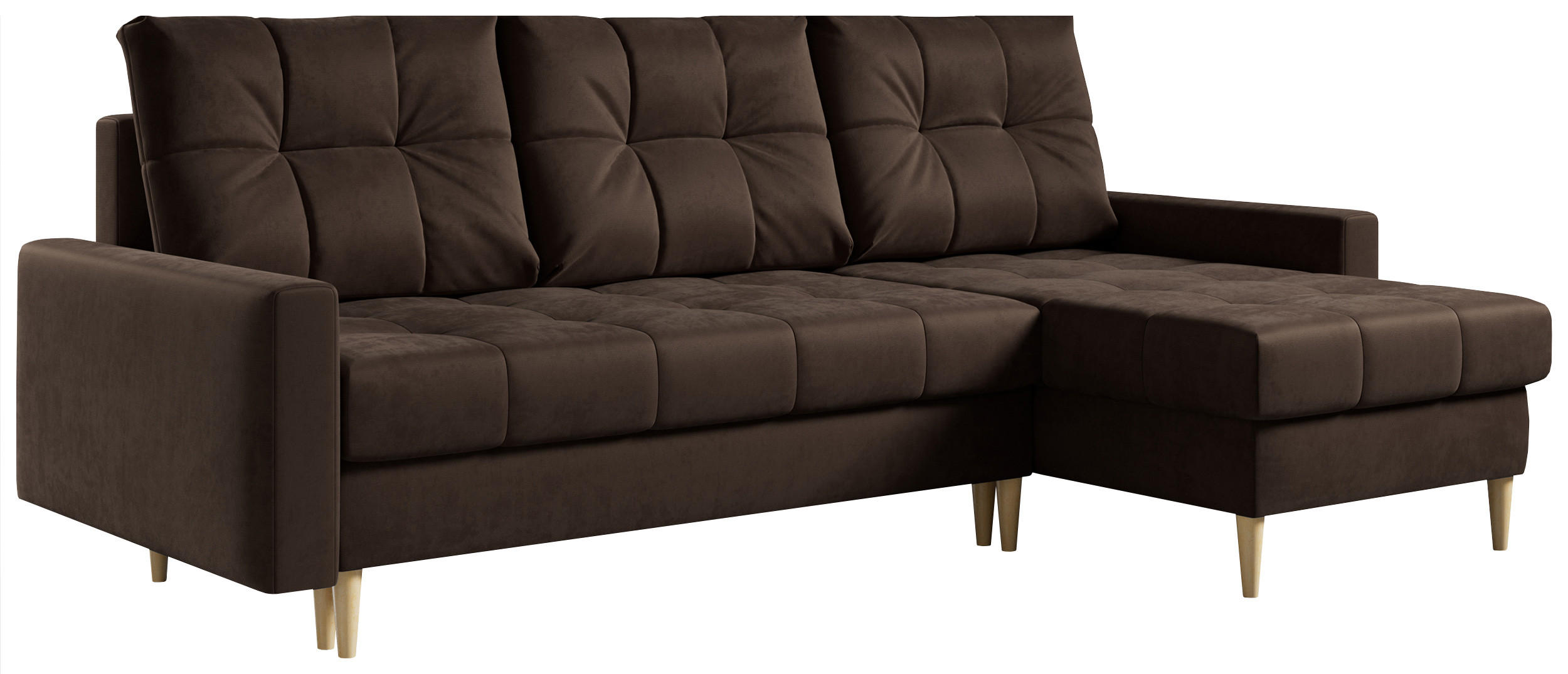 ECKSOFA Astra Braun Velvet - Braun, Holz/Textil (220/140cm) - MKS