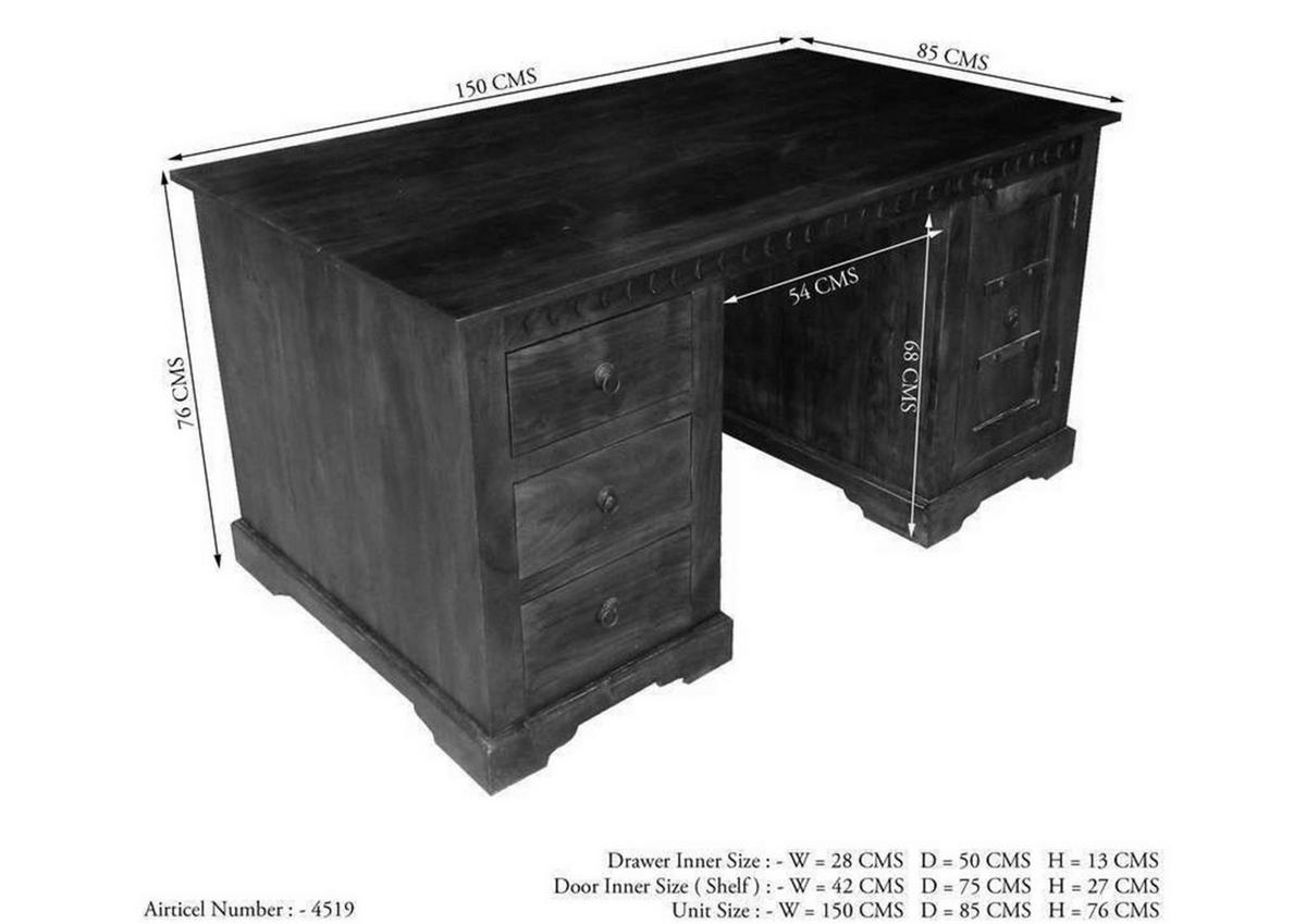 SCHREIBTISCH Akazie 150x85x76 nougat lackiert OXFORD #420 - Dunkelbraun, Holz (85/150/76cm) - Massivmoebel24