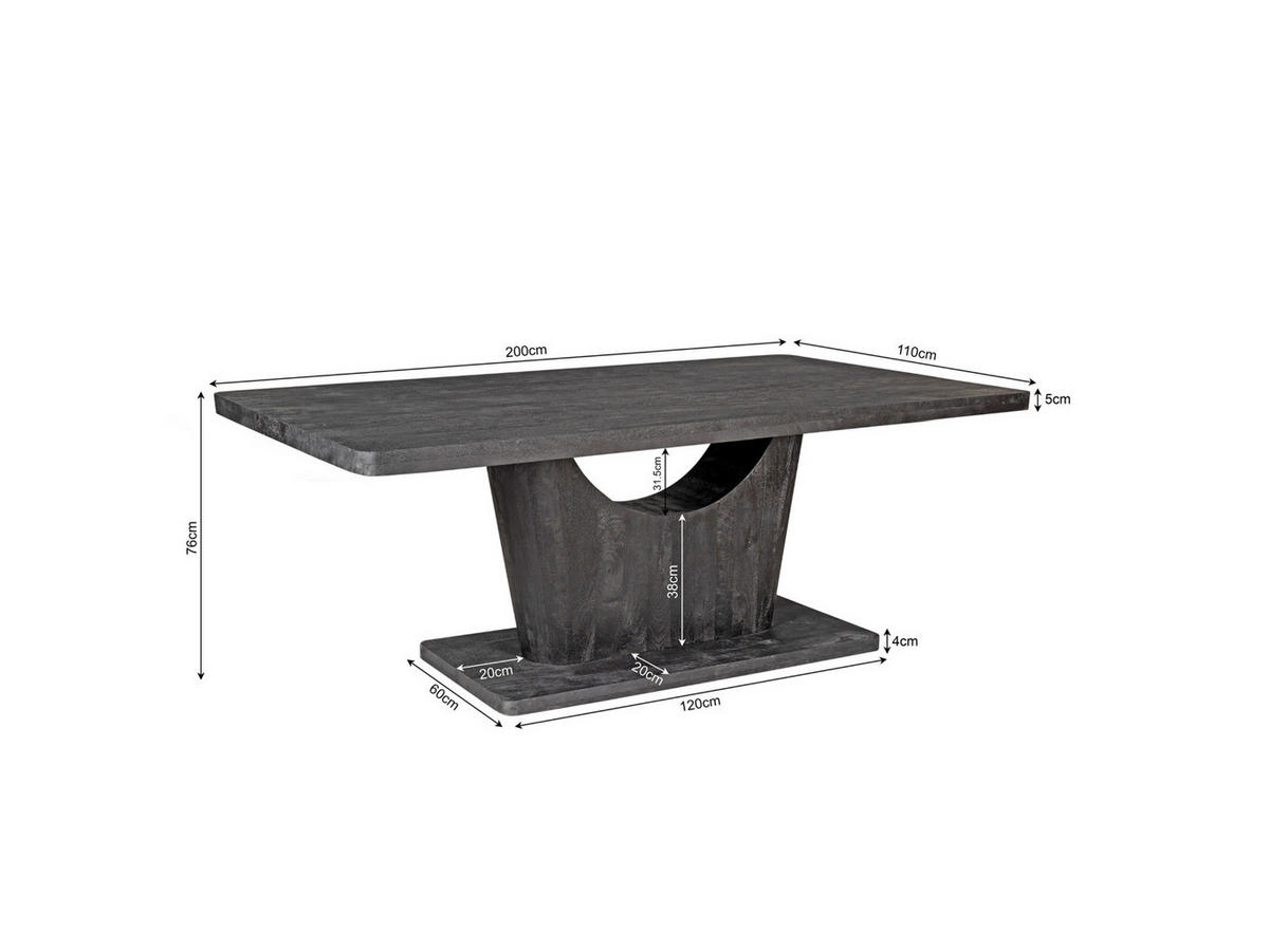 ESSTISCH Vocoza Mangoholz 210 cm X 110 cm Braun - Braun, Holz (110/200/76cm) - Villa Möbel