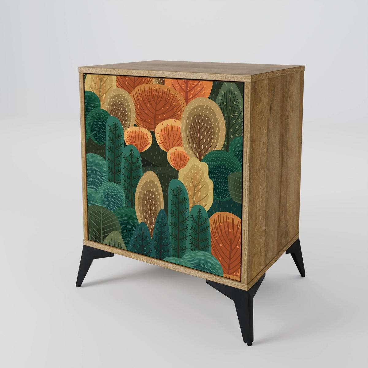 SIDEBOARD AUTUMN KALEIDOSCOPE, Eichefarben, 57,5x42x75,5 cm, Goldfarbene Metallfüße - Eichefarben/Goldfarben, Holzwerkstoff/Metall (57.5/75.5/42cm) - SpaceRebels