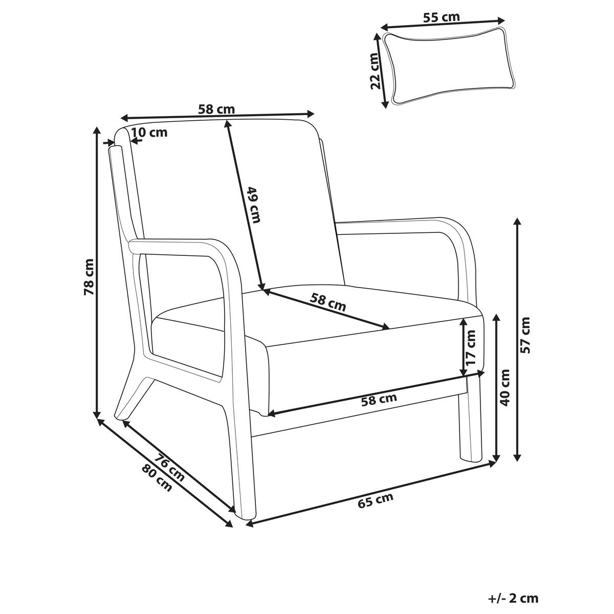 SESSEL Hellbeige Skovde - Beige/Braun, Kunststoff (65/78/80cm) - Beliani