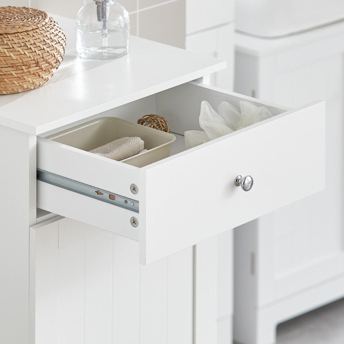 WÄSCHESCHRANK Weiß - Weiß, Holzwerkstoff (40/90/38cm) - SoBuy
