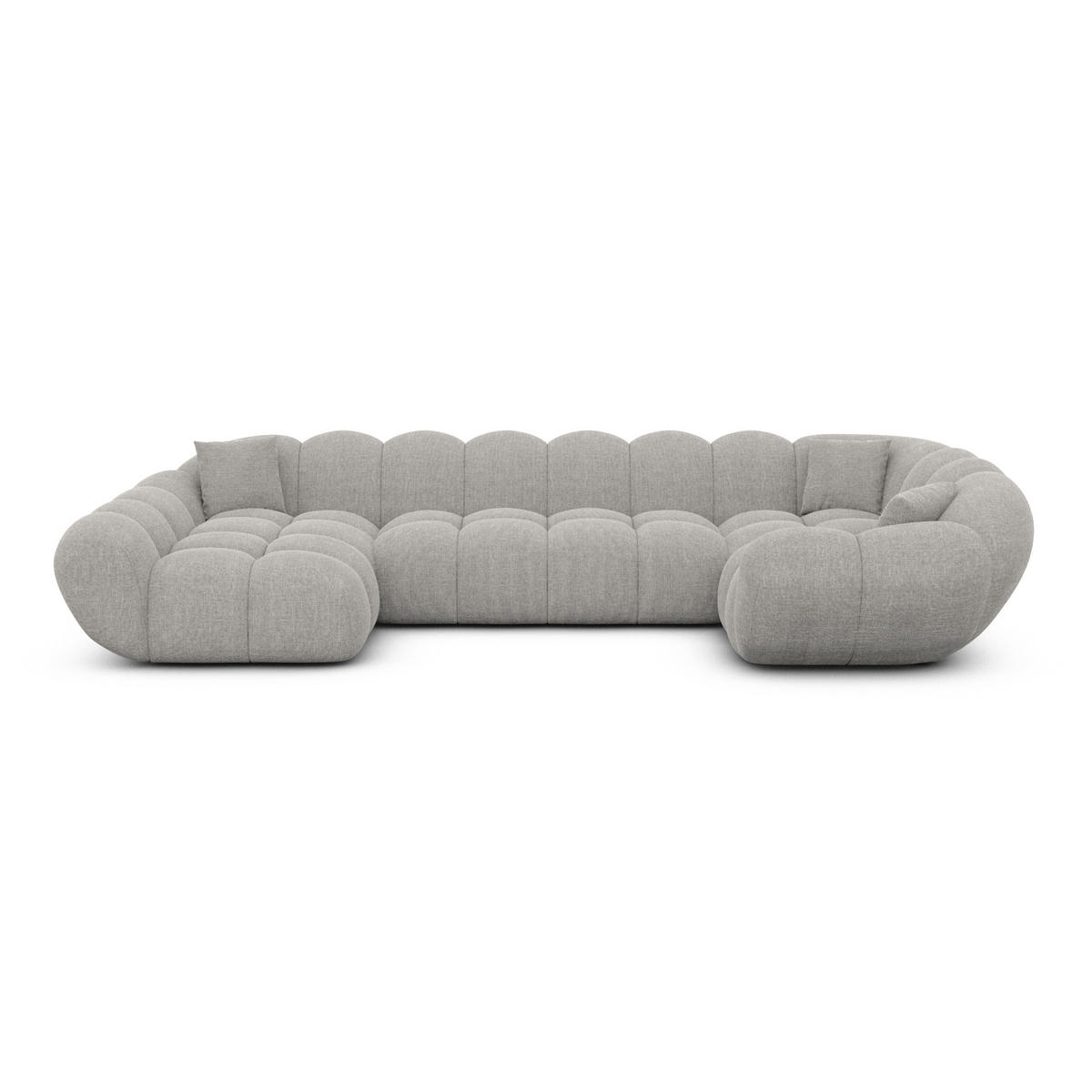 WOHNLANDSCHAFT Liva Hellgrau Strukturstoff U-Form XL Links - Hellgrau, Textil (323/70/193cm) - VAROYAL