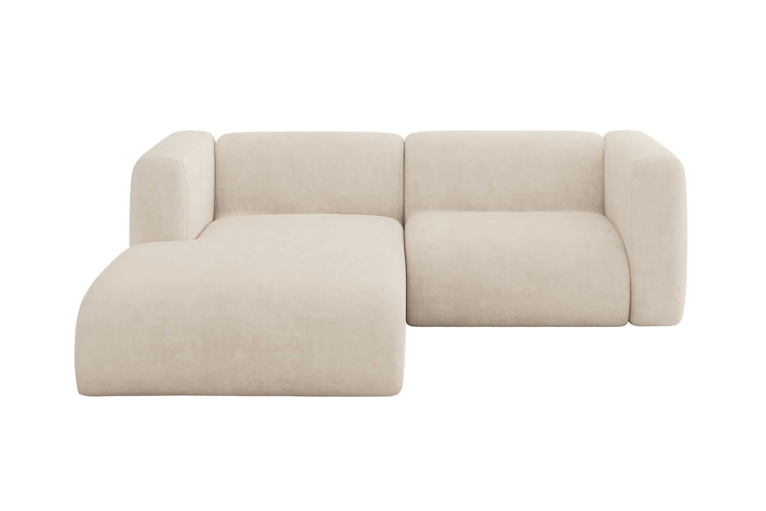 ECKSOFA Ottomane Links MIRA-L1 227x179x89 Beige Velours - Greige/Beige, Holzwerkstoff/Kunststoff (227/179cm) - ALTDECOR
