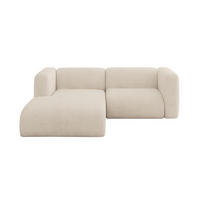 ECKSOFA Ottomane Links MIRA-L1 227x179x89 Beige Velours - Greige/Beige, Holzwerkstoff/Kunststoff (227/179cm) - ALTDECOR