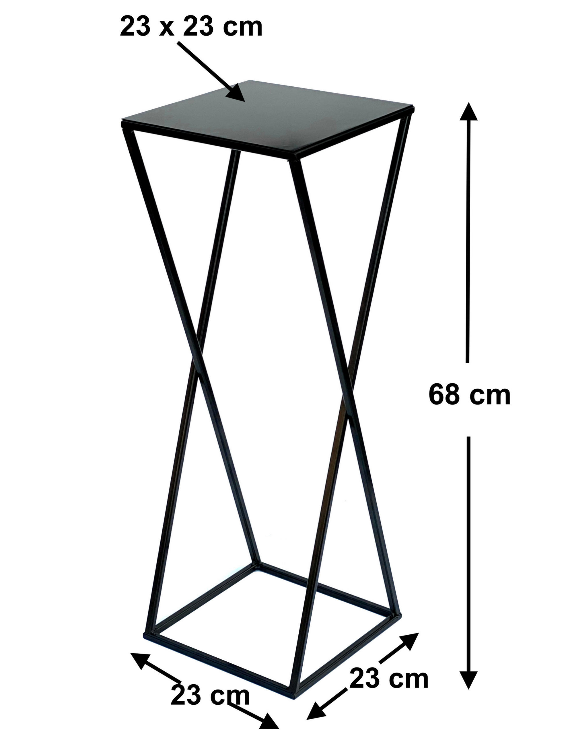 BLUMENHOCKER Eckig Metall Schwarz 68 cm 437 - Schwarz, Metall (23/68/23cm) - DanDiBo