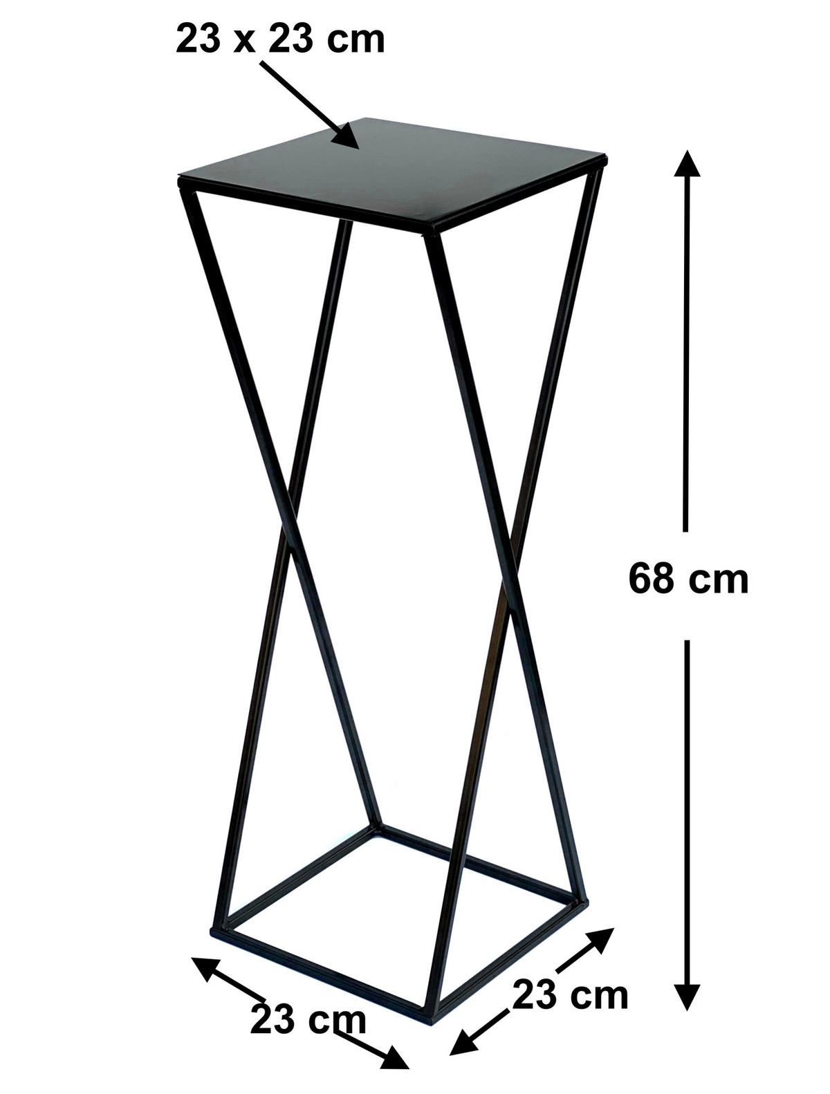 BLUMENHOCKER Eckig Metall Schwarz 68 cm 437 - Schwarz, Metall (23/68/23cm) - DanDiBo