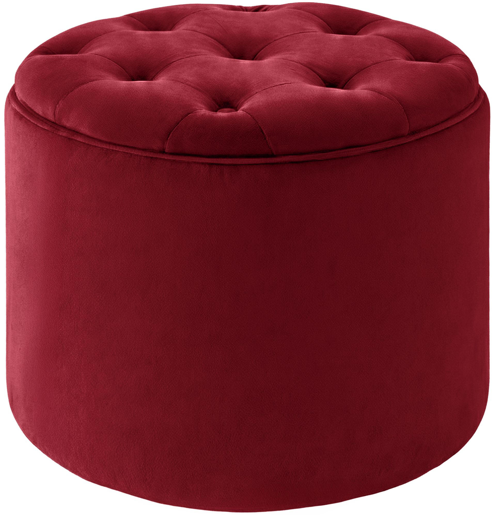 SITZWÜRFEL rund Samt Rot - Rot/Schwarz, Holz/Textil (44/42/44cm) - CLP