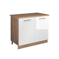 SPÜLENUNTERSCHRANK Fame-Line, Weiß Hochglanz/Goldkraft Eiche, 100 cm, AP Eiche - Honigeiche/Weiß Hochglanz, Holzwerkstoff (100/82/60cm) - Vicco