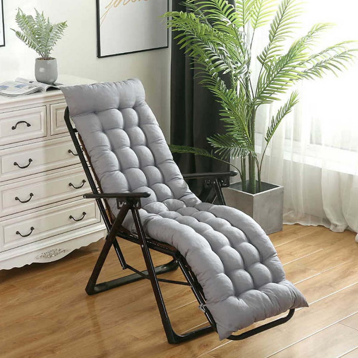 SONNENLIEGENAUFLAGE für Garten- und Terrassenstühle aus Polyester Schaumstoff in Grau 160 cm B x 50 cm - Grau, Textil (50/160cm) - Livingandhome