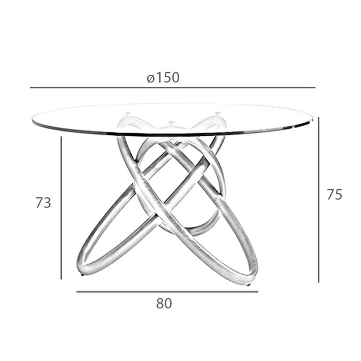 ESSTISCH Rund Glas Walnuss Ø150/75 cm - Transparent/Walnussfarben, Holz (150/150/75cm) - ANGEL CERDA