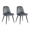 STUHL 2er-Set - Samt & schwarzes Metall - Grau - ELEANA - Grau, Textil (52/81/49cm) - Vente-Unique