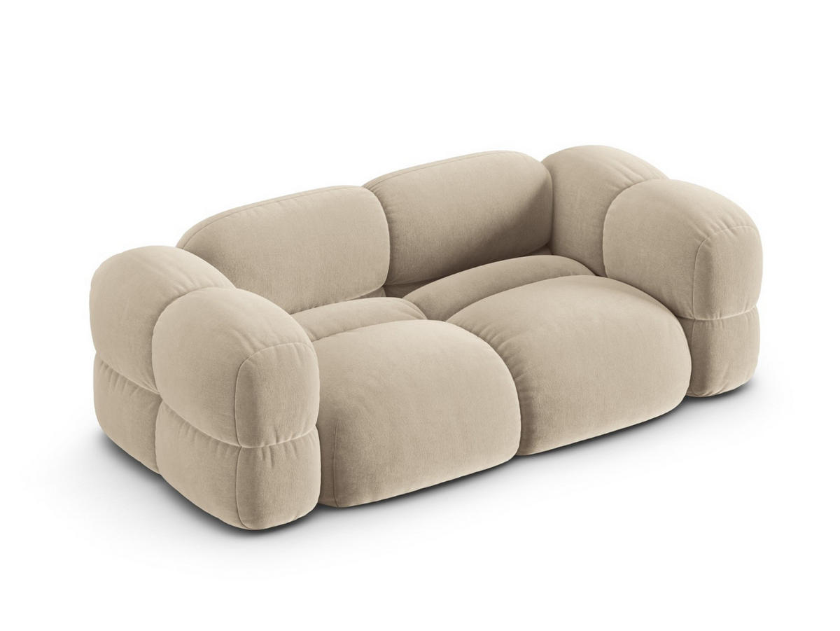 SOFA Loretto aus Samt leichtes beige 3 Sitzplätze - Creme, Textil (100/68/210cm) - Cosmopolitan Design