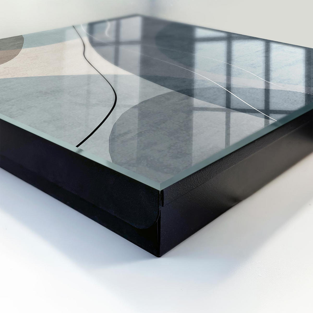 SCHLÜSSELBOX Schwarz 30x30 cm- Türöffnung nach rechts - Blaue Abstraktion - Blau, Metall (30/30/5cm) - TULUP