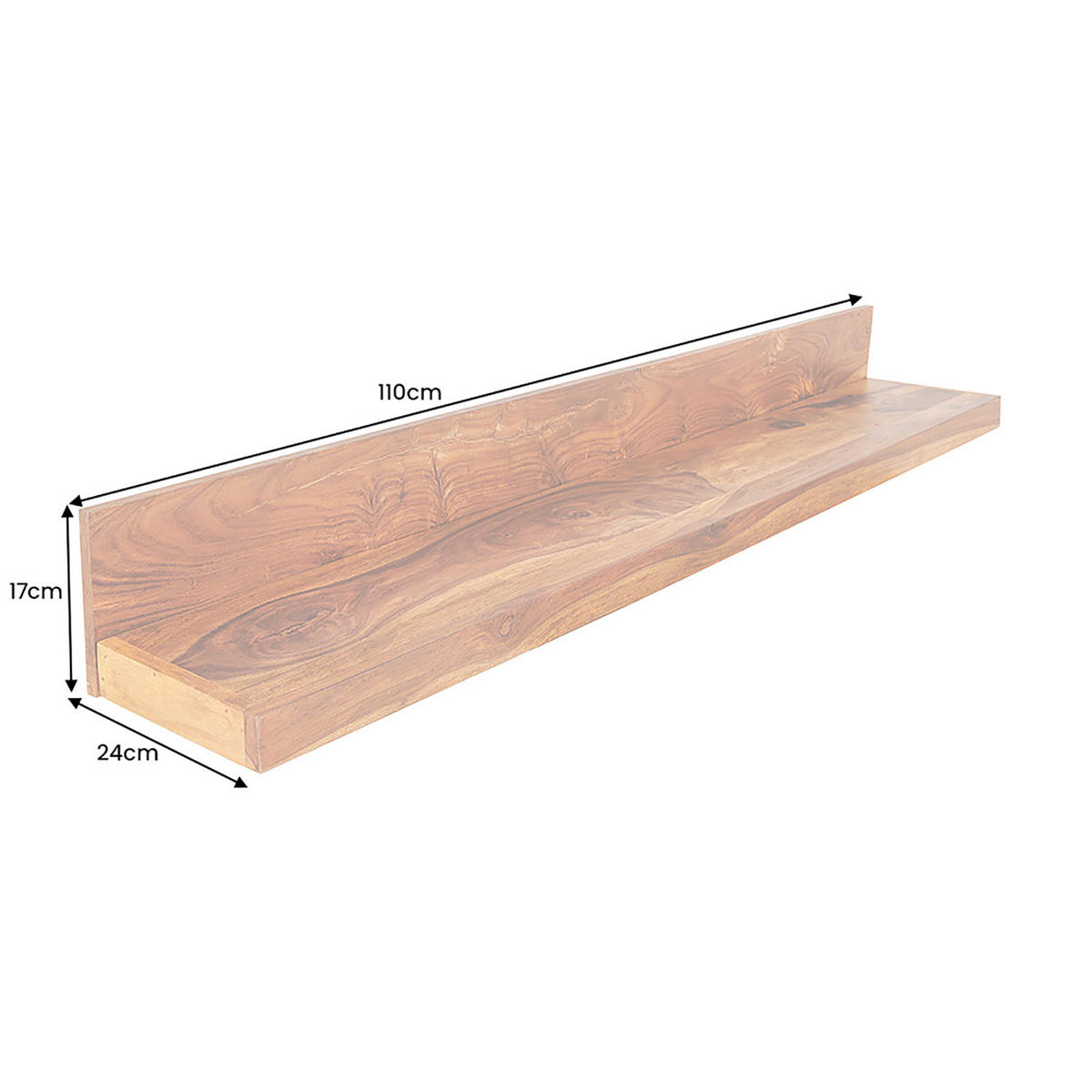 WANDREGAL MAKASSAR Sheesham Stone Finish 110 cm - Naturfarben, Holz (110/17/24cm) - riess-ambiente