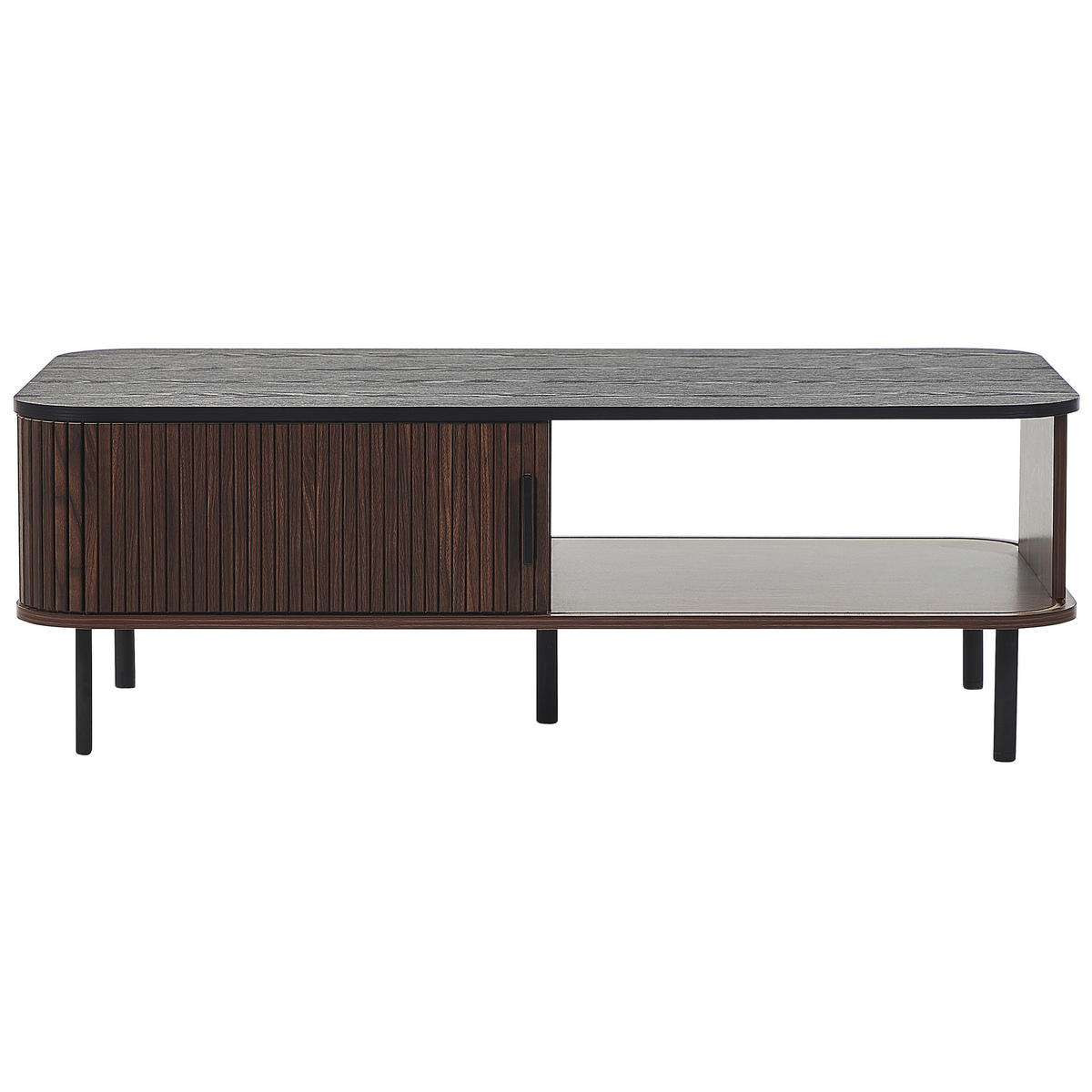 COUCHTISCH dunkler Holzfarbton/schwarz 120/60 cm Jose - Dunkelbraun/Schwarz, Holzwerkstoff (60/120/41cm) - Beliani