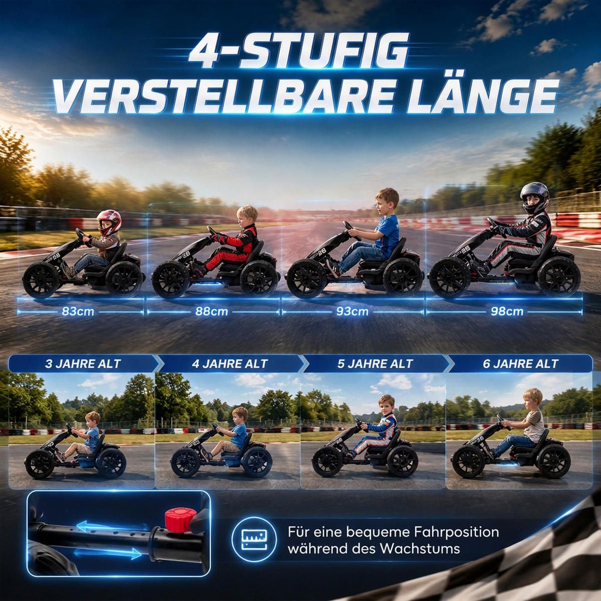 KINDER-GOKART Stahl EVA Schwarz - Schwarz, Metall (98/55.5/46.5cm) - AIYAPLAY