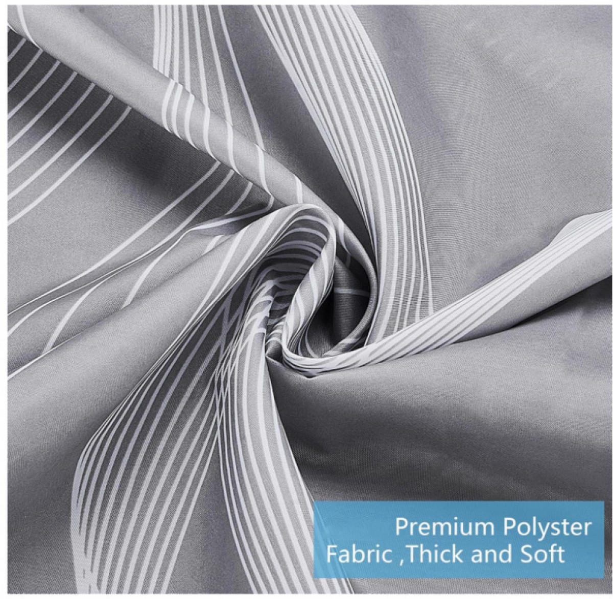 DUSCHVORHANG Grau Polyester wasserdicht waschbar schimmelresistent mit Haken - Grau, Textil (180/200cm) - MCBOSON