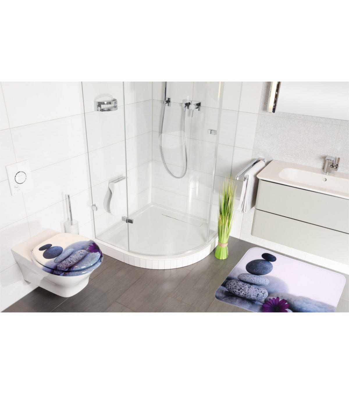 BADTEPPICH Energy Stones 70 x 110 cm - Grau, Textil (70/110cm) - Sanilo