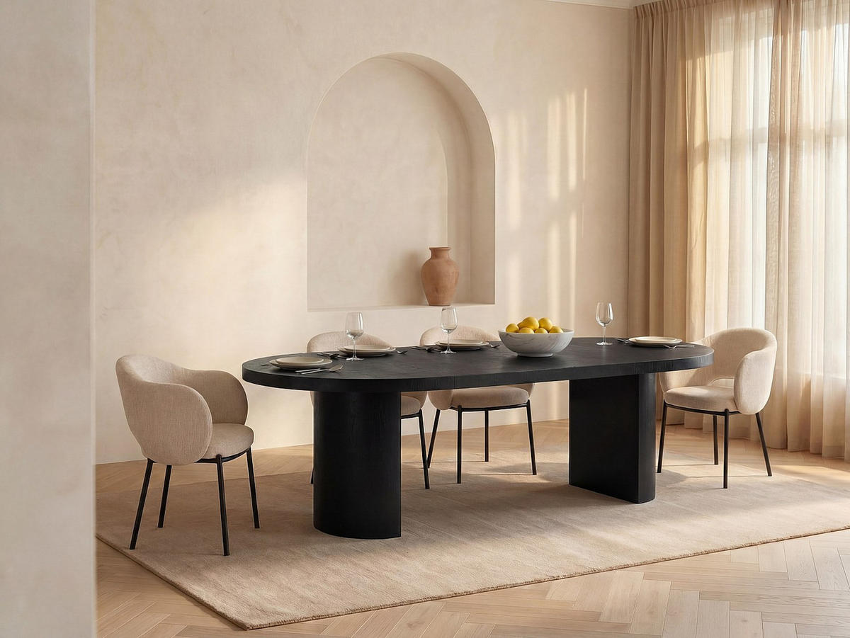 ESSTISCH - 4 Personen, 6 Personen, 8 Personen, 10 Personen, 12 Personen - Holz, Platte - Schwarz SIDRINA - Schwarz, Holz (120/240/76cm) - Vente-Unique