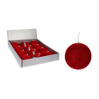 LAALU CHRISTBAUMKUGEL-SET 12 Ornamenten: rote Netzornamente 10 cm - Rot, Kunststoff (40/15/55cm) - LAALU