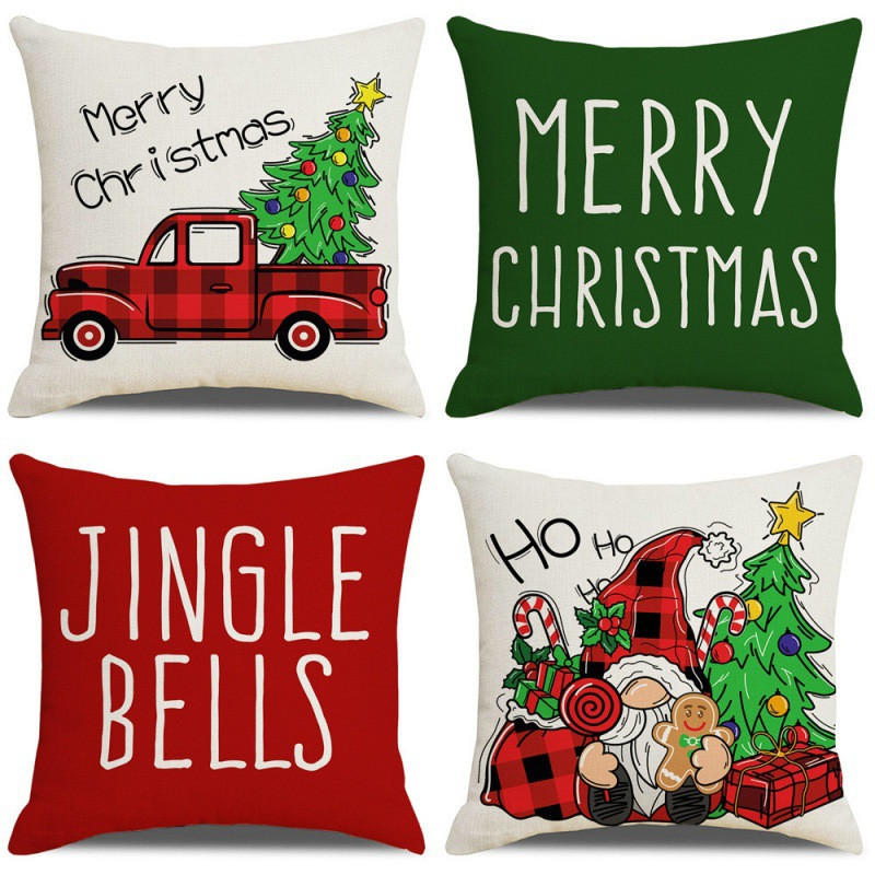 KISSENBEZUG – Weihnachtskissenbezug (Kissenfüllung nicht enthalten) – 45 x 45 cm – Multicolor(vier Stück) - Multicolor, Textil (45/45cm)