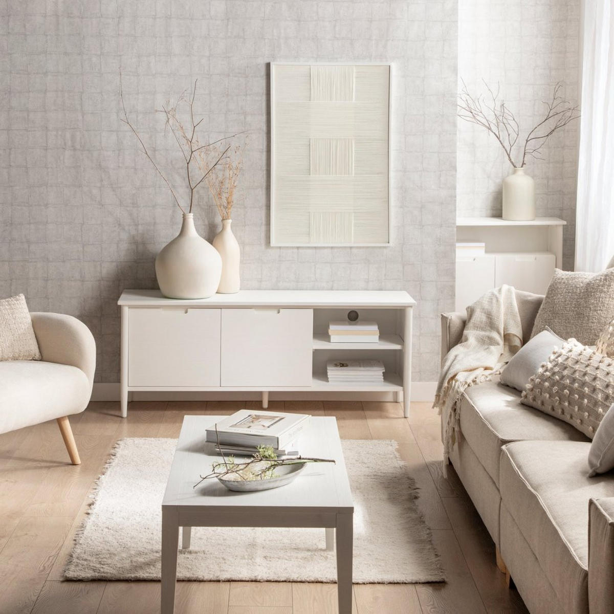 TV-ELEMENT Kenan Weiß 140 cm x 55 cm - Weiß, Holzwerkstoff (140/55/40cm)