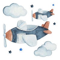 WANDAUFKLEBER 130x222cm - Ein Himmel voller Flugzeuge - Multicolor, Kunststoff (130/222/0.1cm) - Wallfluent