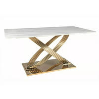 ESSTISCH Heraclea Weiß Marmor / Gold 160 / 90 / 76cm - Goldfarben/Weiß, Holz/Keramik (90/160/76cm) - Feldmann-Wohnen