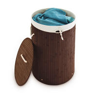 WÄSCHEKORB - Braun, Holz/Textil (41/65/41cm) - Relaxdays