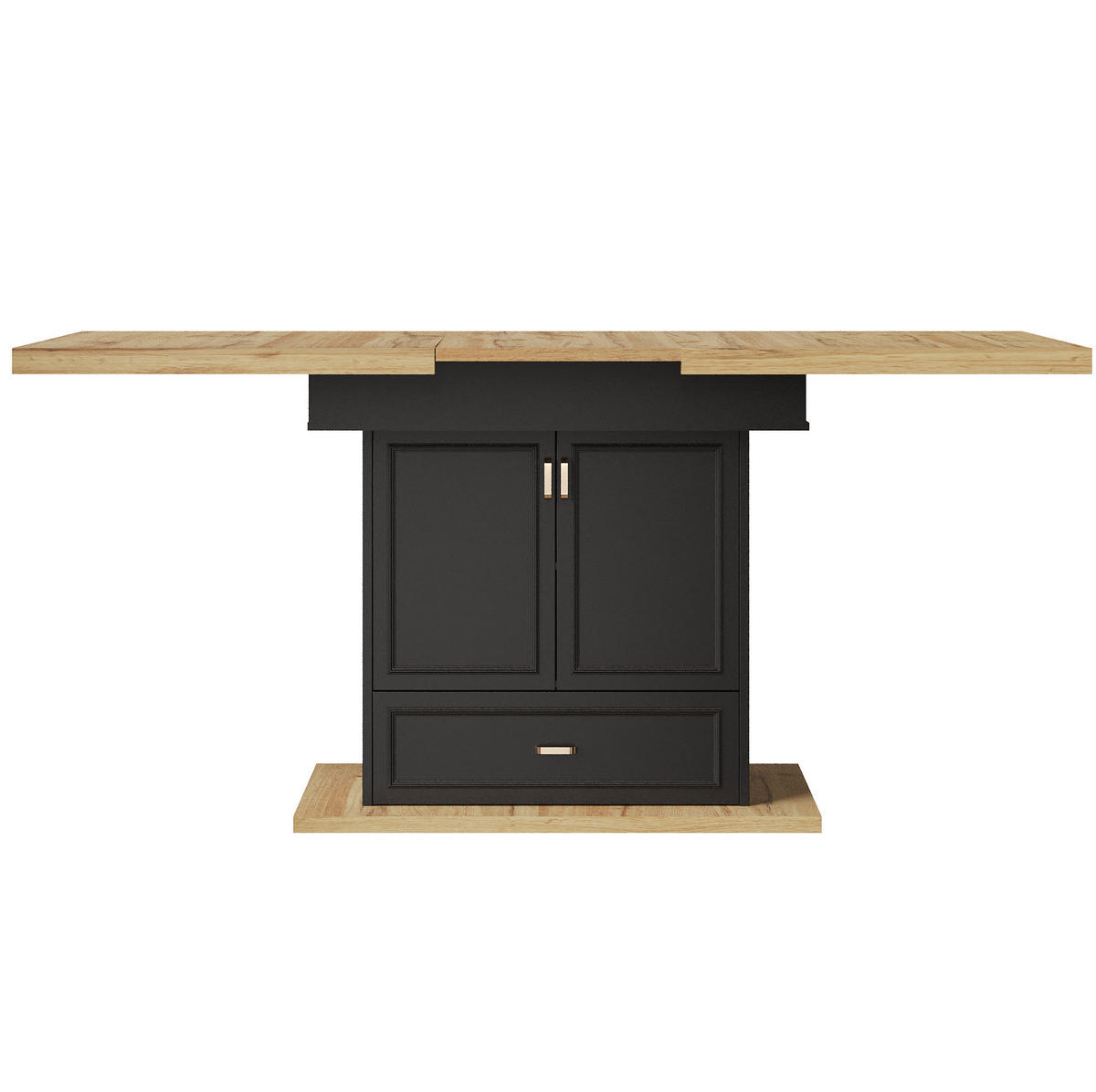 ESSTISCH aus MDF 110-140x80x75 cm Naturholz mit Ausziehfunktion, Stauraum und Holzmaserung - Naturfarben, Holzwerkstoff (110/80/75cm) - Modfu