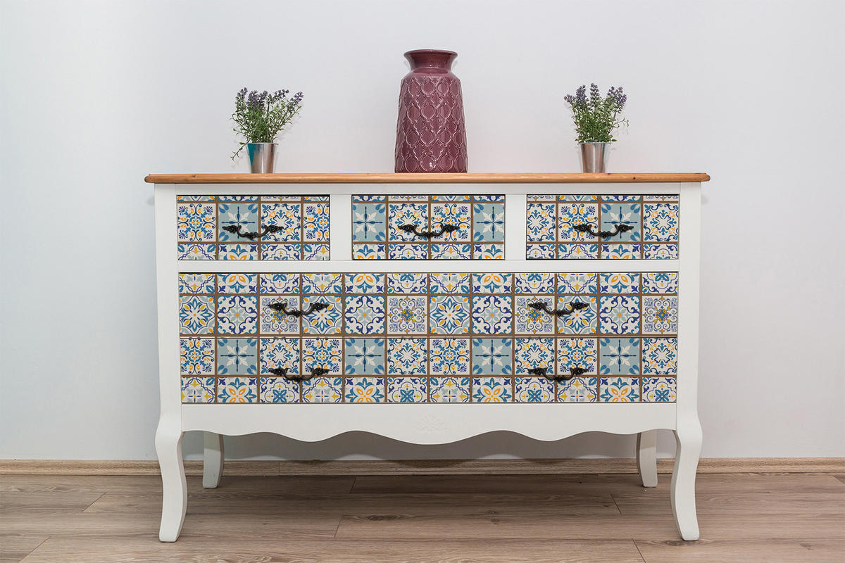 MÖBELAUFKLEBER 100x50 cm Griechisches Mosaik - Multicolor, Kunststoff (100/50/50cm) - TULUP