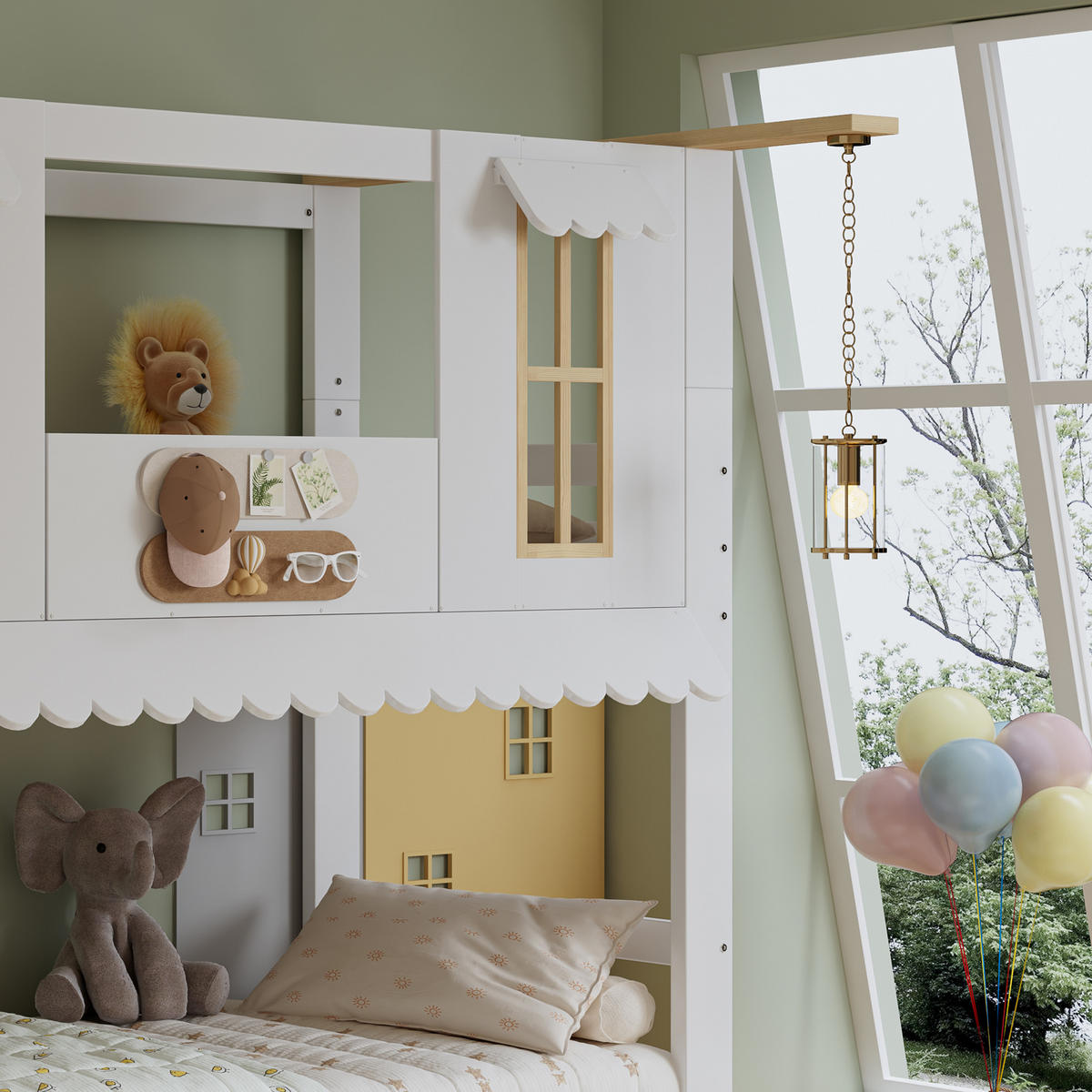 ETAGENBETT 90/200 cm & 90/200 cm in Weiß & Natur Kinderbett mit Aufbewahrungstreppe und Stauraum - Weiß, Holzwerkstoff (90/200cm) - STILVORA