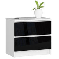 KOMMODE Weiß, Schwarz Glanz 55/60/40 - Weiß, Holzwerkstoff (60/55/40cm) - RAUMHIRSCH FURNITURE