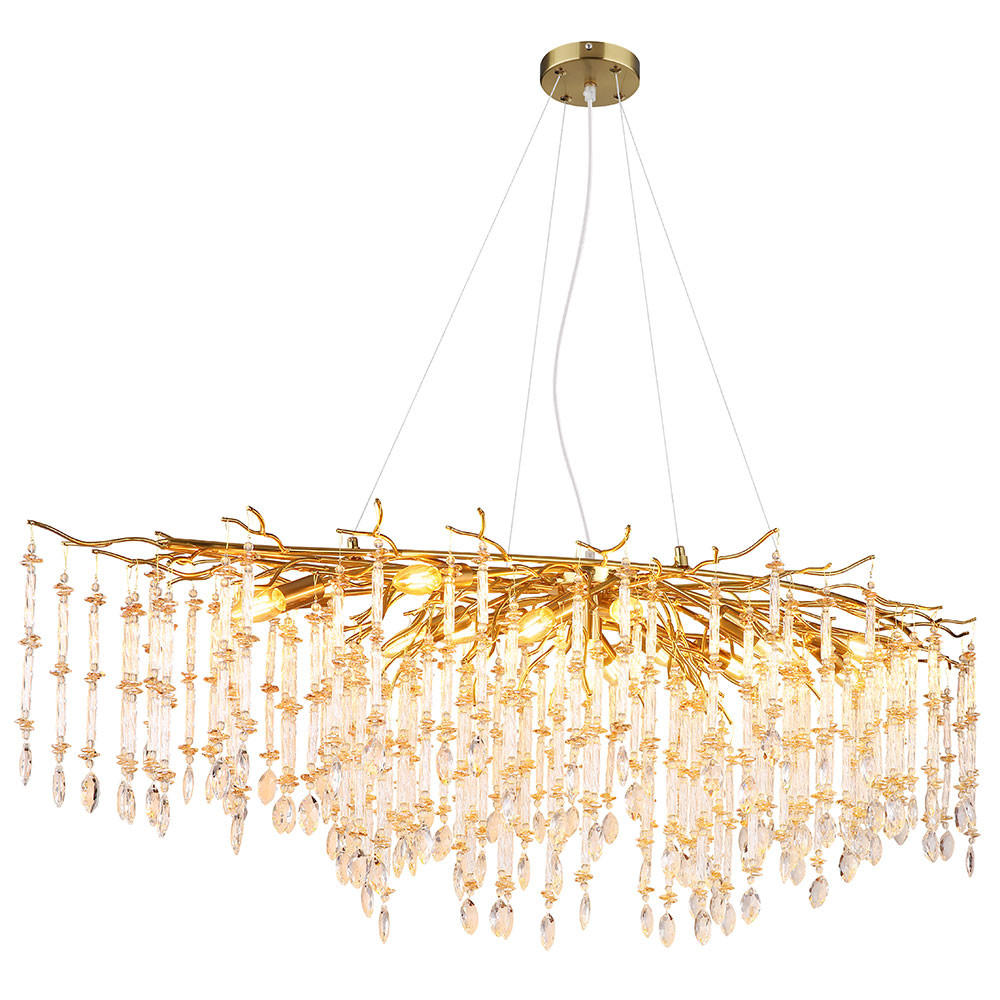 KRONLEUCHTER GLORIA 14 flammig gold - Goldfarben, Glas (150/60/120cm) - Globo Lighting