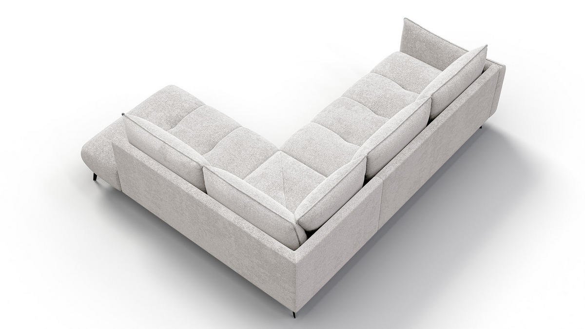 ECKSOFA AERA 5-Sitzer rechts, ecru - Ecru/Schwarz, Holz/Textil (268/206cm) - Courtois Laville