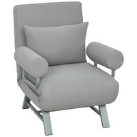 SCHLAFSESSEL 3-in-1 Sessel Bett-Funktion und Zierkissen, Hellgrau - Hellgrau/Grau, Textil/Metall (73/81/78cm) - HOMCOM