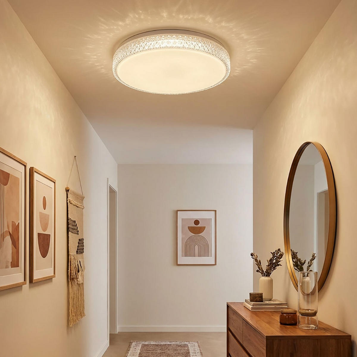 LED DECKENLEUCHTE Kristalloptik Weiß - Weiß, Metall (60/60/11cm) - Globo Lighting