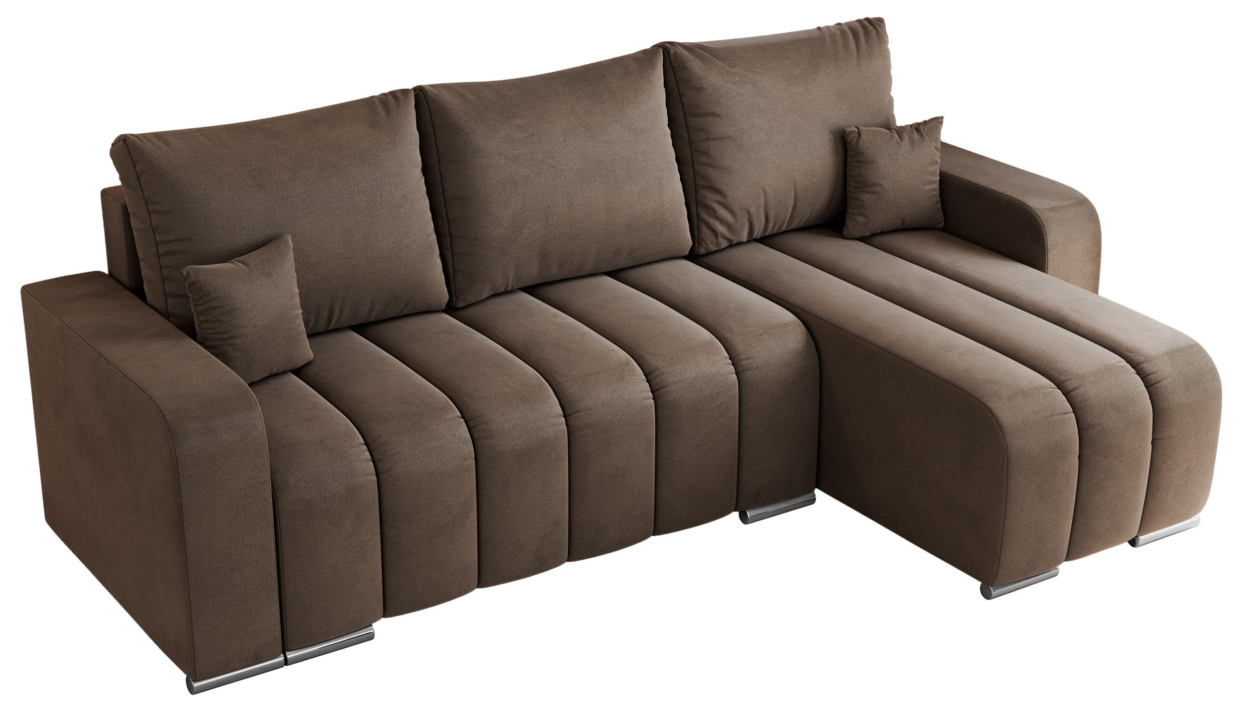 ECKSOFA KIRASSO L Braun Velvet - Braun/Grau, Textil (245/147cm) - MKS