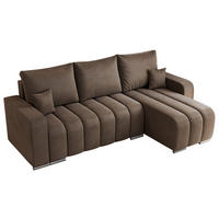 ECKSOFA KIRASSO L Braun Velvet - Braun/Grau, Textil (245/147cm) - MKS