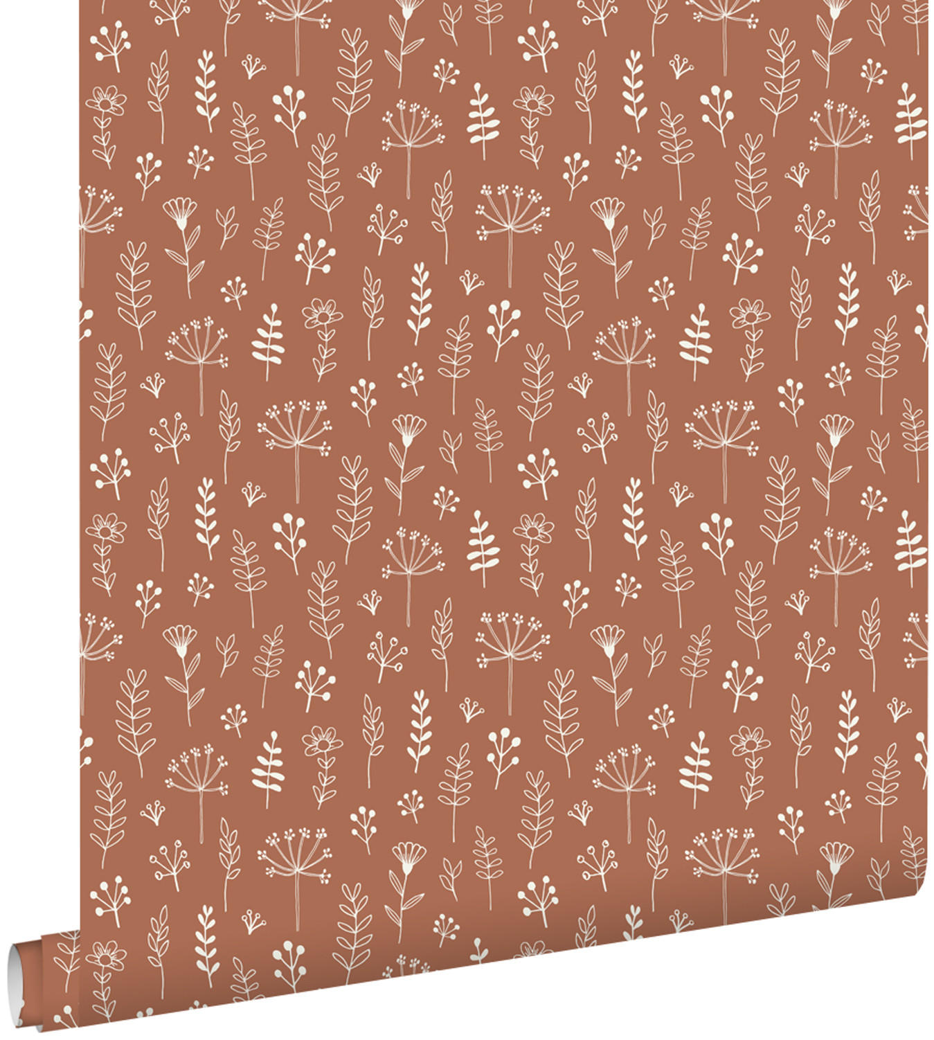 TAPETE Blumenmuster 53 cm x 10.05 m - Orange, Papier (53/0.1cm) - ESTAhome