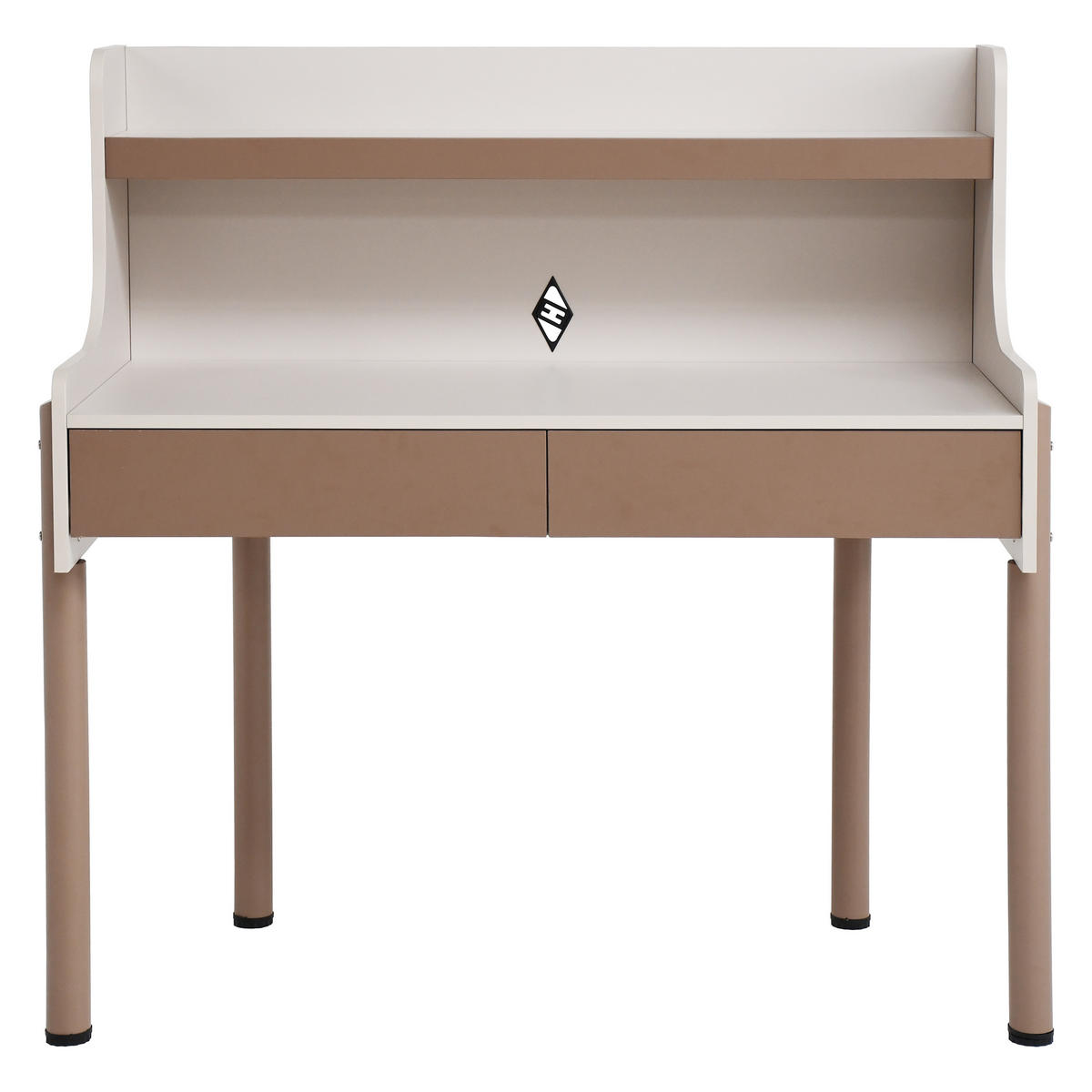 SCHREIBTISCH Boreo mit 2 Schubladen und Aufsatz, 118 cm, Kaschmir+Hellbraun - Hellbraun/Kaschmir, Metall (58/118/118cm) - Beautysofa