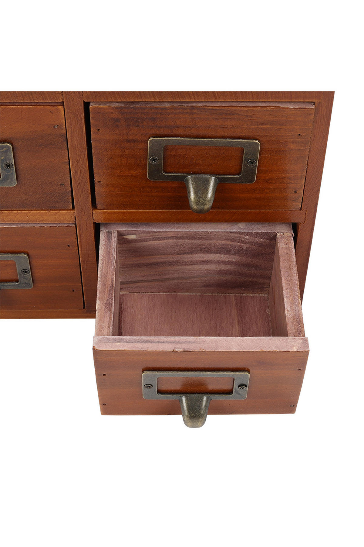 VINTAGE-APOTHEKERSCHRANK Aufbewahrungsbox aus Kiefernholz mit 16 Schubladen und Etikettenhaltern 50 x 10 x 35 cm - Naturfarben, Holz (10/50/35cm) - Livingandhome