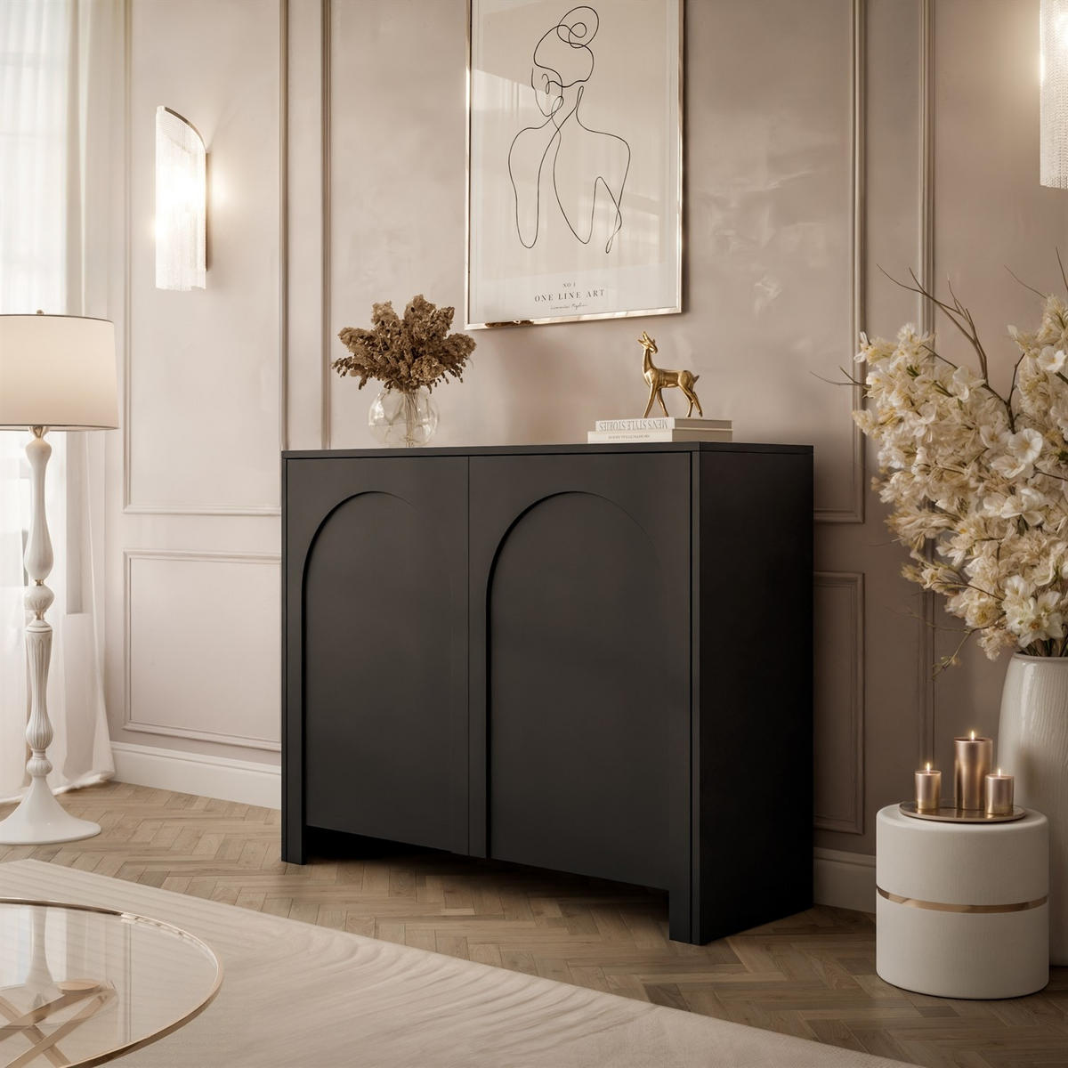 KOMMODE ARIADNA schwarz zweitürig - Schwarz, Holzwerkstoff (104/83/35cm)