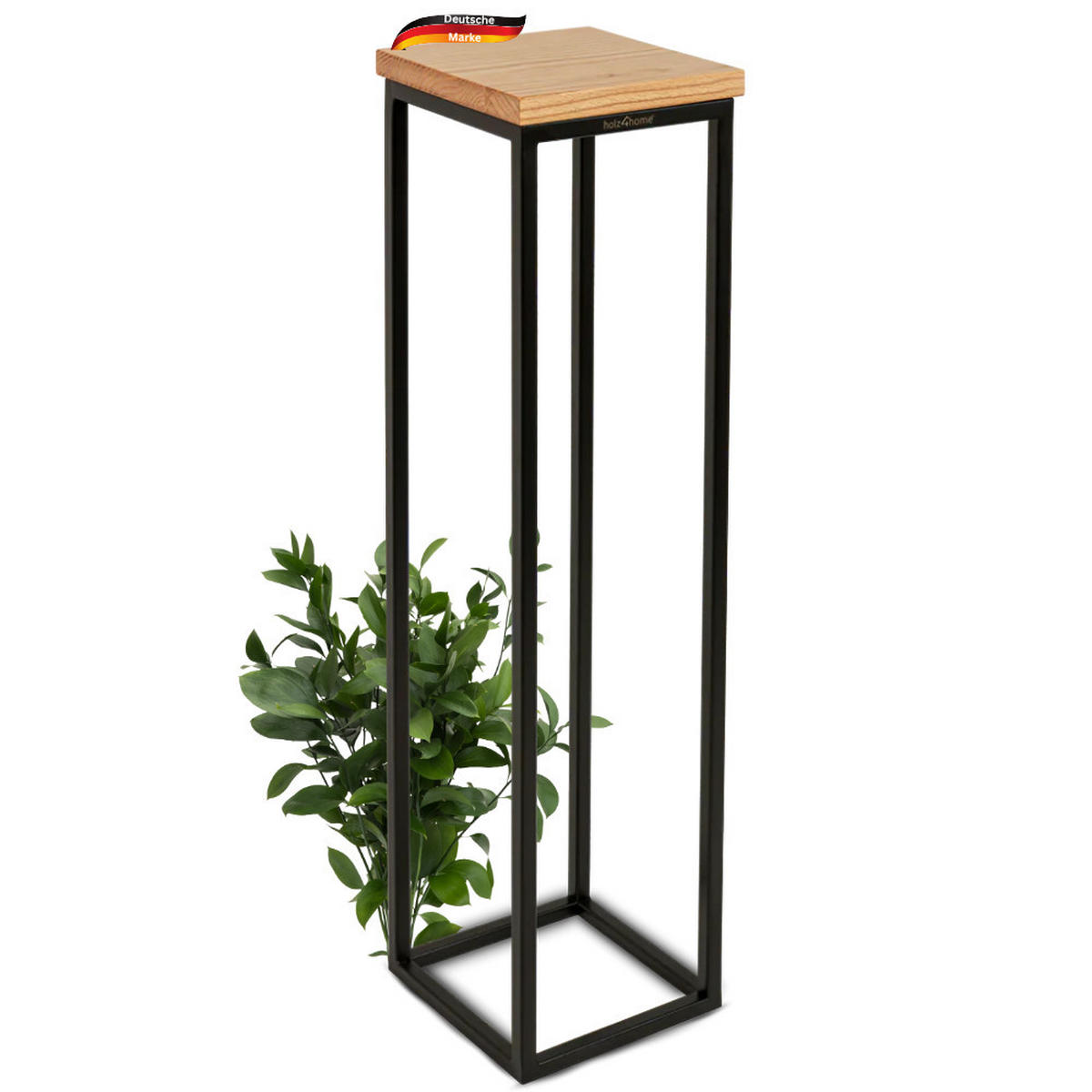 BLUMENSTÄNDER Holz LURI 90 cm hoch Eichenholz Metallgestell - Braun, Holz (20/90/21cm) - DELUKE