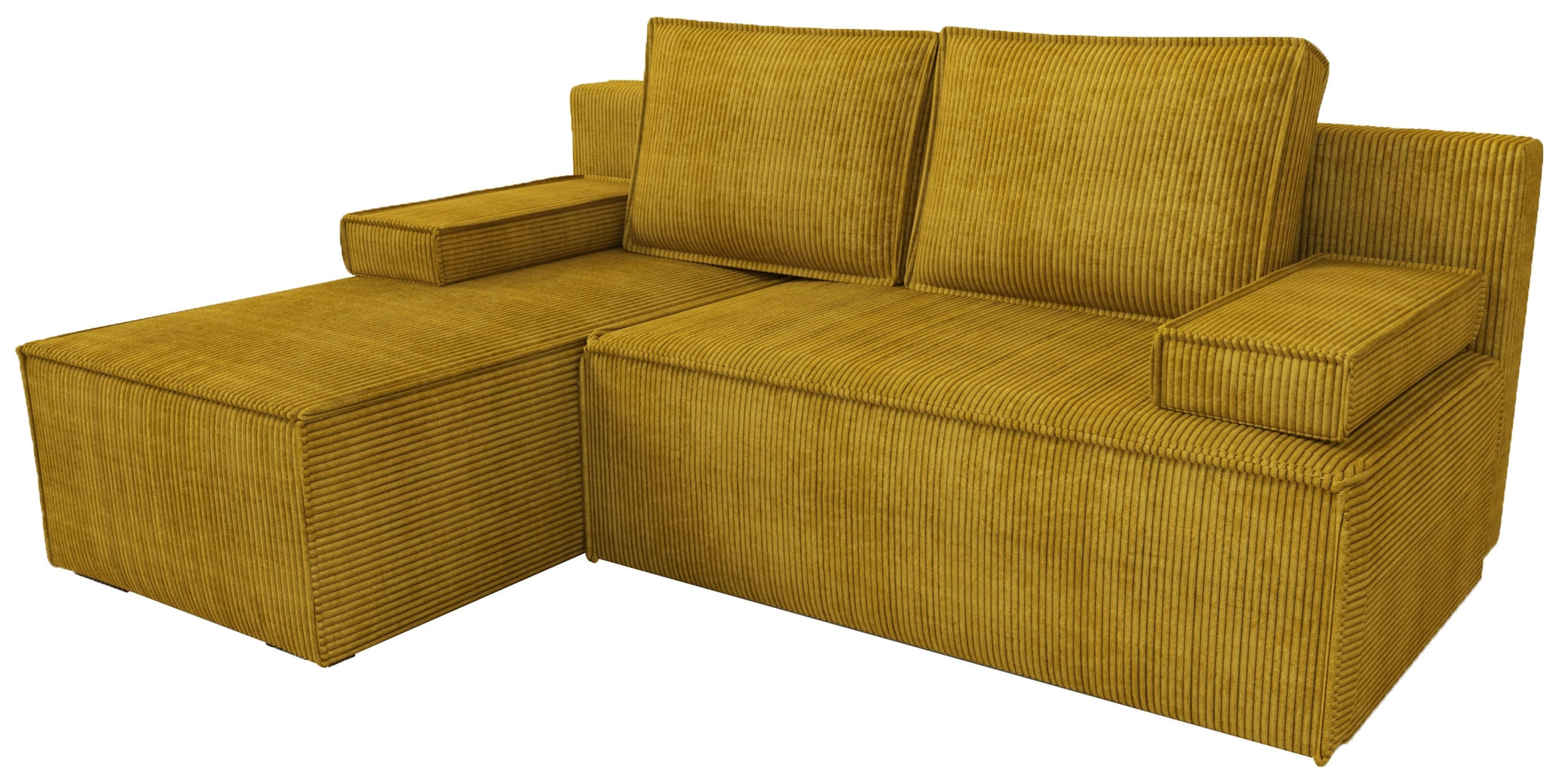 ECKSOFA Caspar mit Schlaffunktion Gelb Cord - Gelb, Textil (200/141cm) - Bromarkt